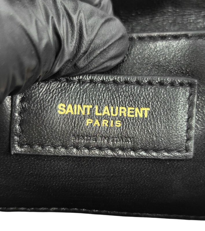 Saint Laurent Black Gold-Plated Matelassé Semi-Box Bag