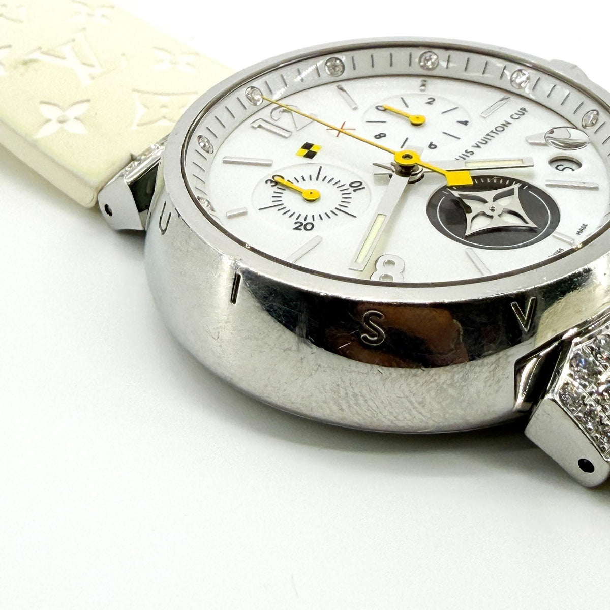 Louis Vuitton Tambour Louis Vuitton Cup Chrono Diamant Acier Blanc