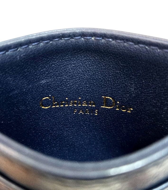 Dior Navy Checkered Card Holder Wallet