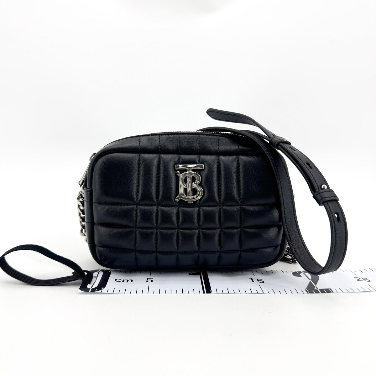 Burberry Mini Lola Quilted Leather Camera Bag Silver Hardware Black