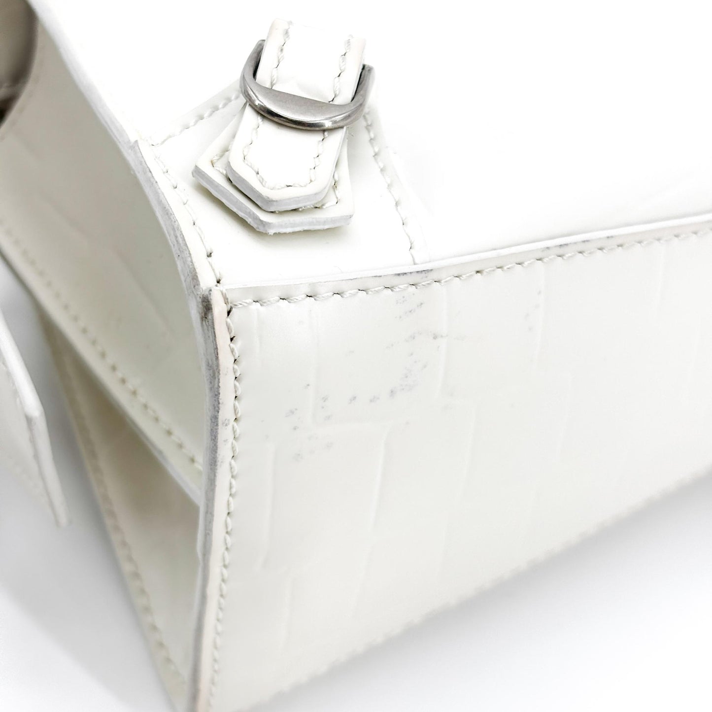 Balenciaga Neo Classic Mini Top Handle Bag White Crocodile