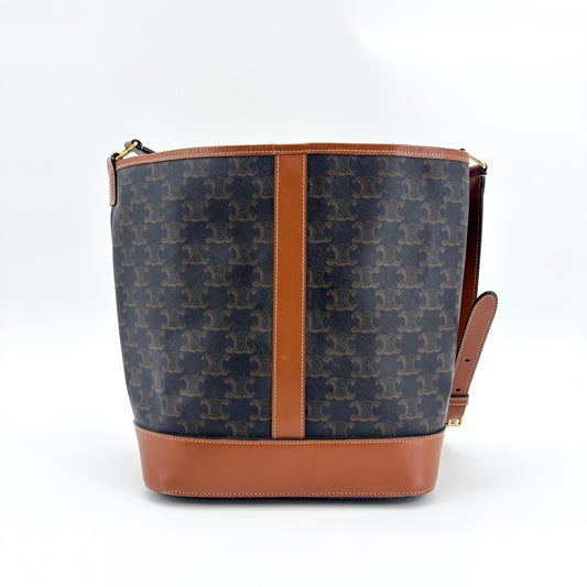 Sac seau moyen Celine Triomphe Canvas Tan