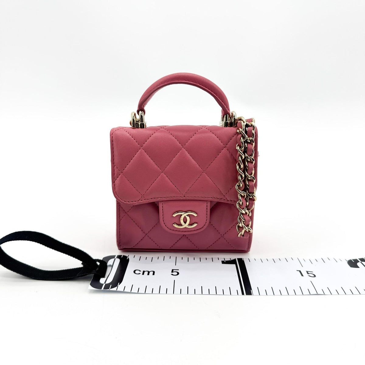 Chanel Classic Top Handle Flap Chain Bag Gold Hardware Pink
