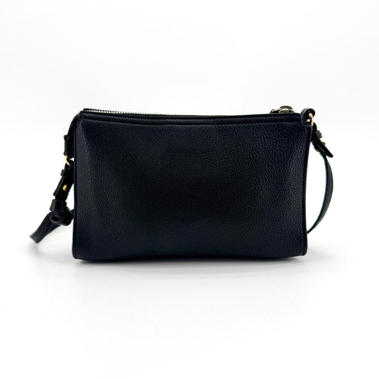 Saint Laurent Grain Leather Monogram Charm Chain Shoulder Bag Black