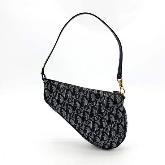 Dior Oblique Saddle Clutch Crossbody Bag Navy