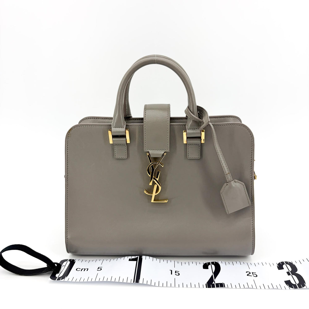 Saint Laurent Baby Monogram Cabas Bag Grey Gold Hardware