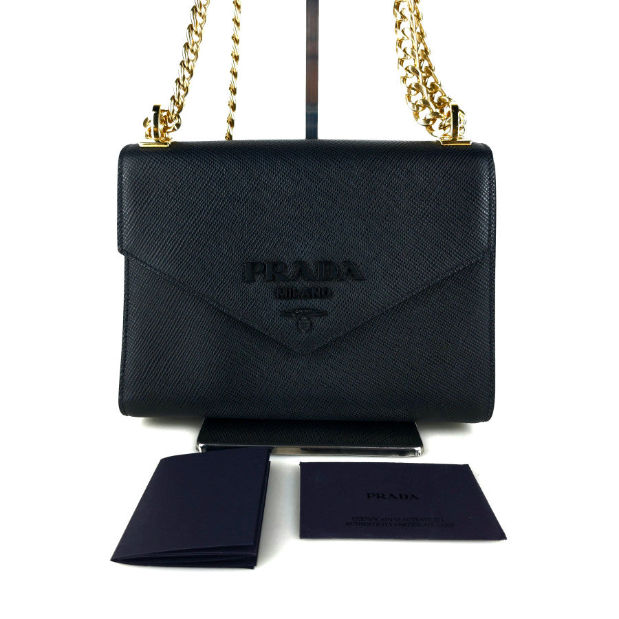 Saffiano Monochrome Chain Shoulder Bag Crossbody Bag 1BD127