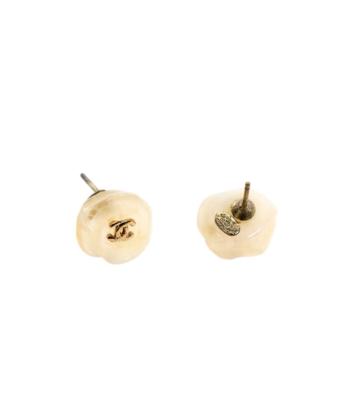 Chanel Camellia Gold CC Earrings