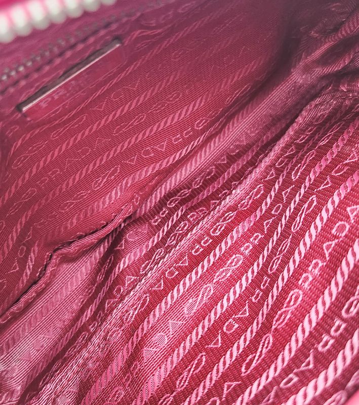 Prada Pink Nylon Quilted Chain Shoulder Bag
