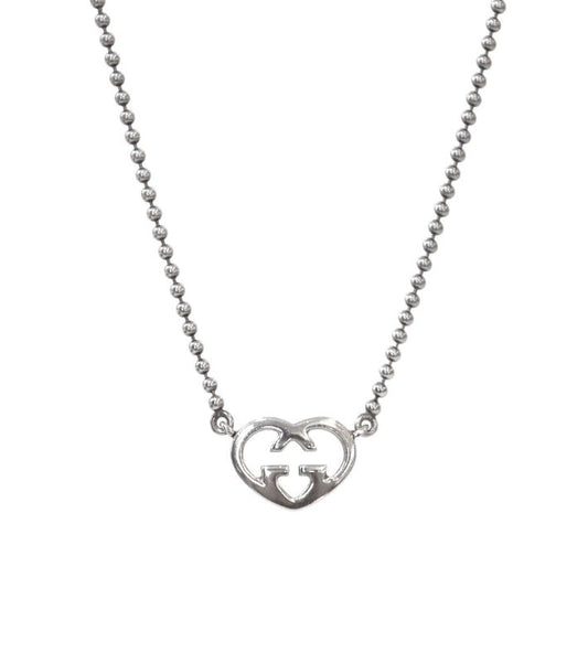 Gucci Silver Heart Interlocking Necklace