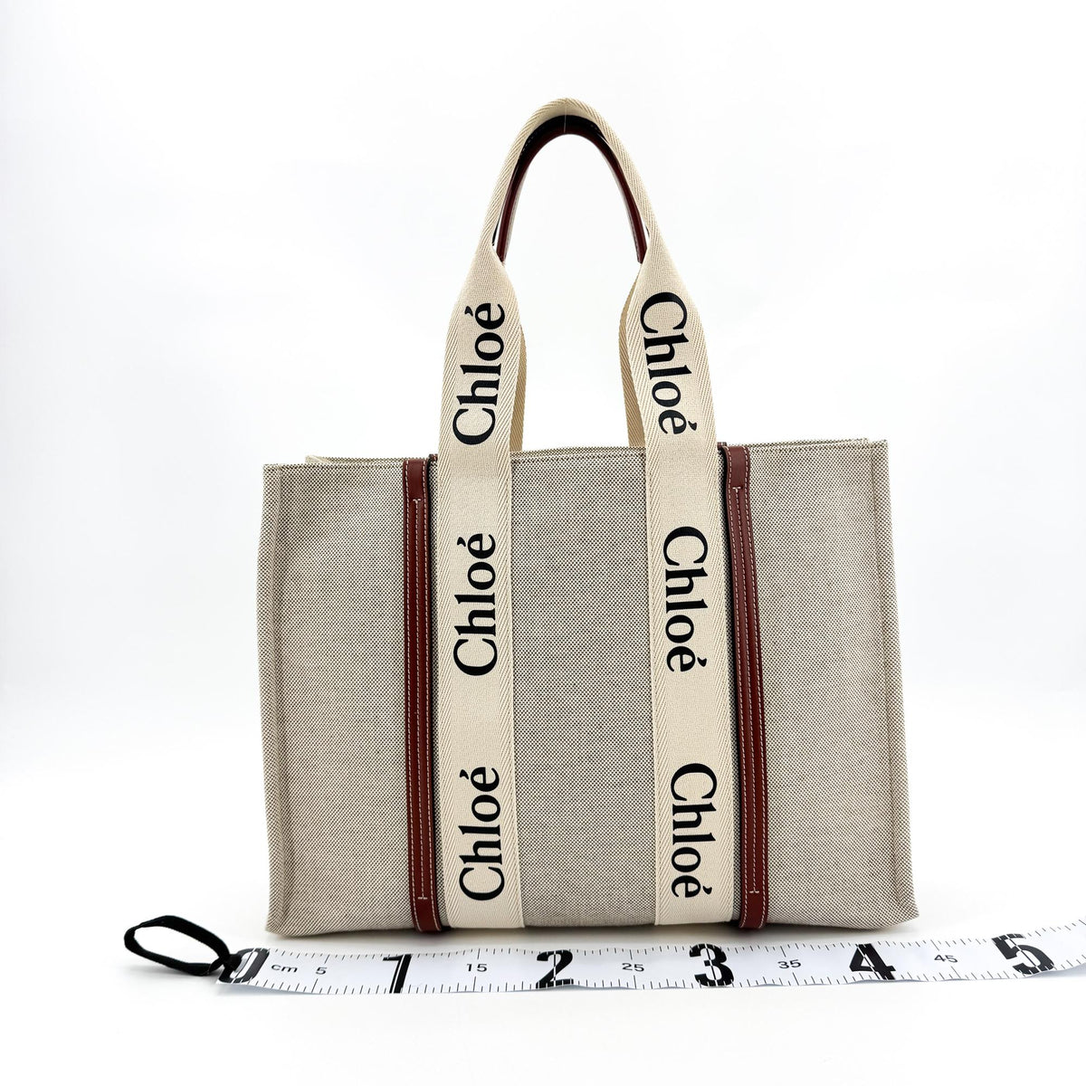 Chloé Woody Medium Tote Bag Beige Brown