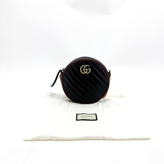Gucci GG Marmont Round Mini Crossbody Bag Black