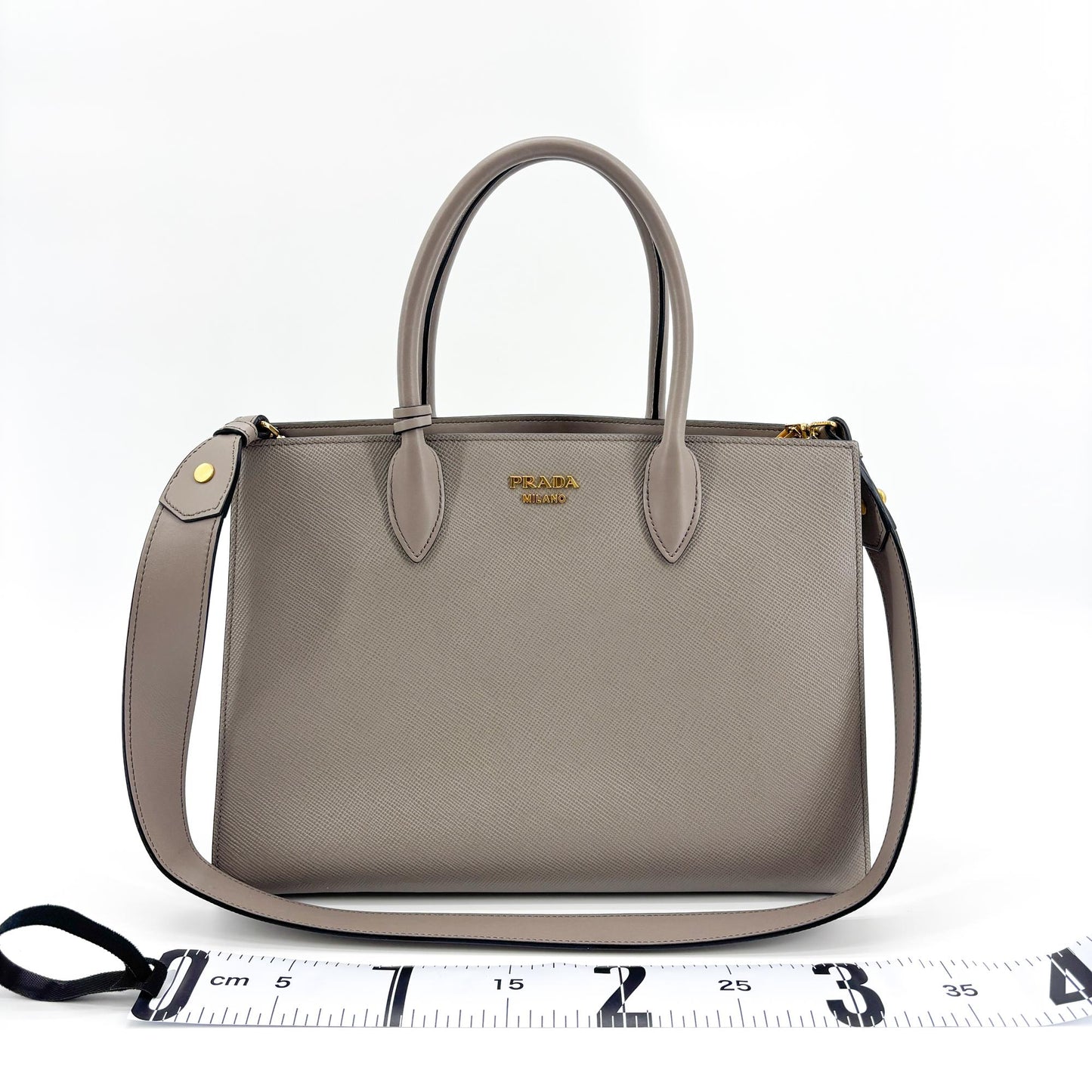 Prada Saffiano City Leather Tote Bag Grey