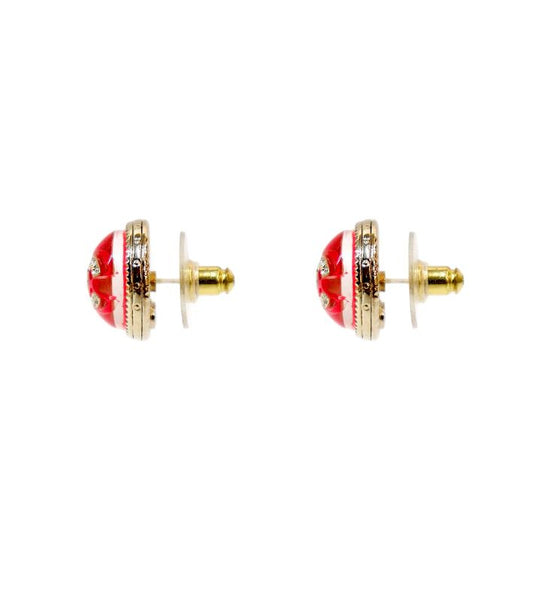 Chanel Pink Coco Logo Round Earrings