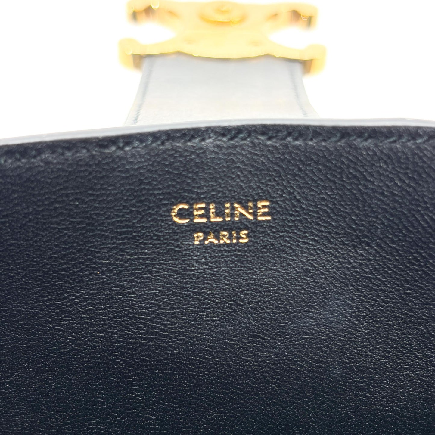 Celine Small Bucket Trionp Shiny Calfskin Black