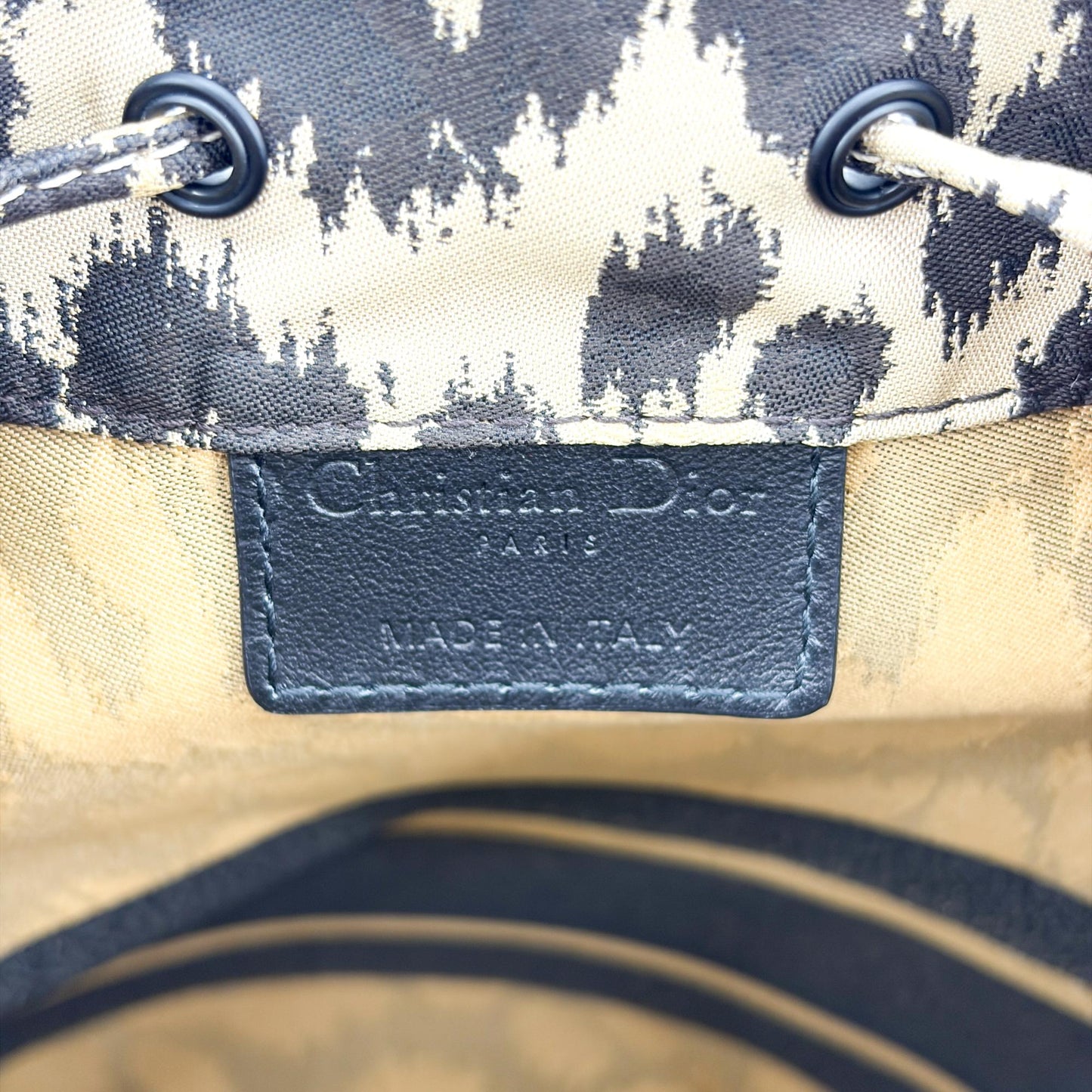 Dior Travel Mizza Drawstring Pouch Beige Multicolor