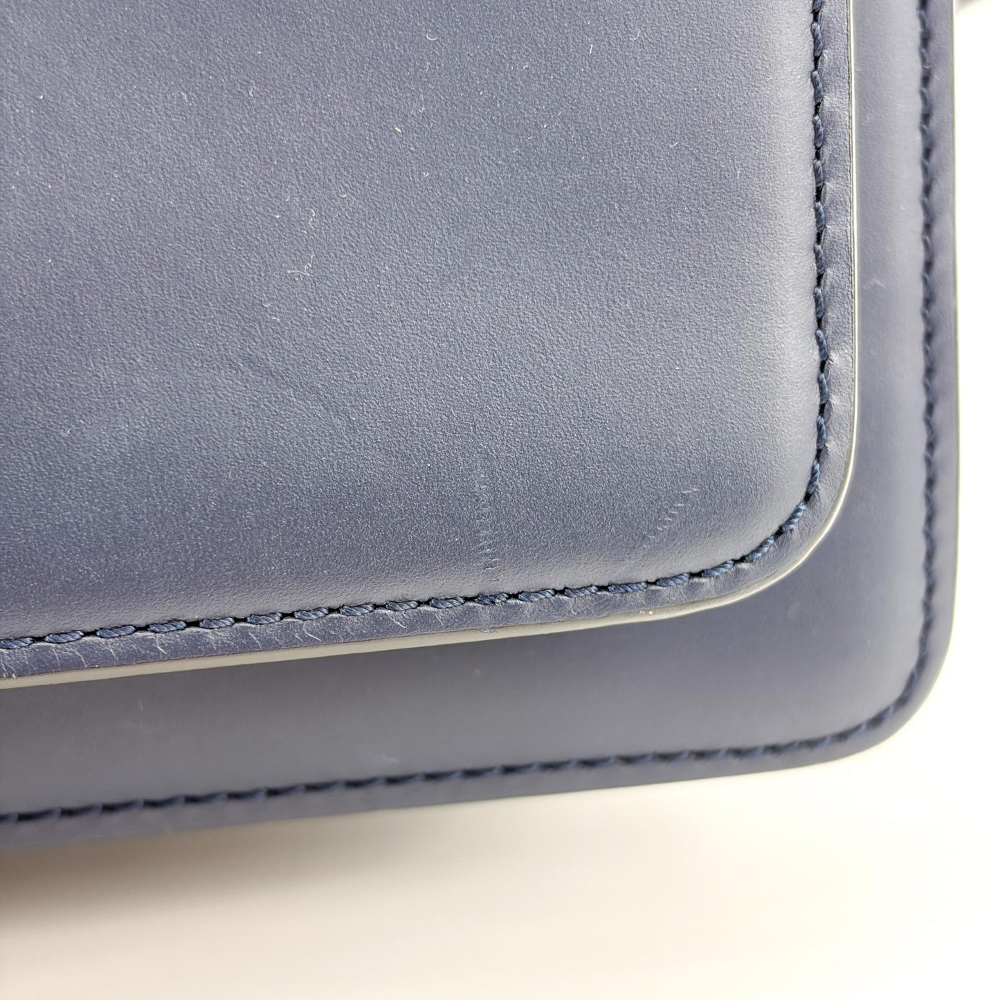 Marni Medium Trunk Shoulder Bag Navy Gold Hardware