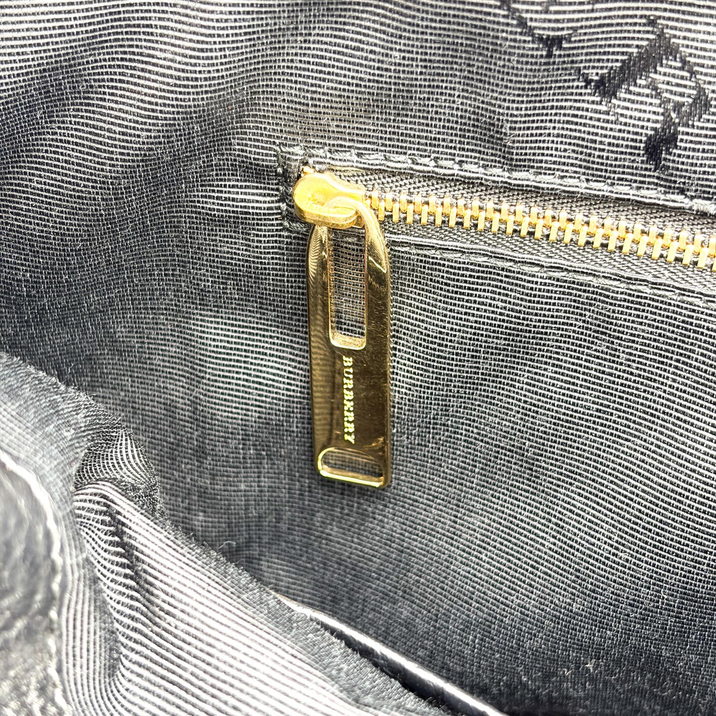 Burberry Check Embossed Leather Orchard Bag Black