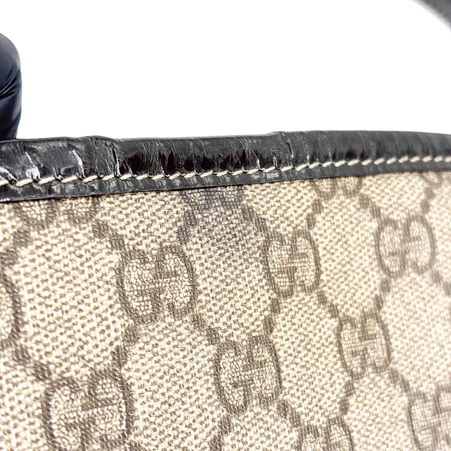 Gucci GG Supreme Joy Enamel Tote Bag Brown Black