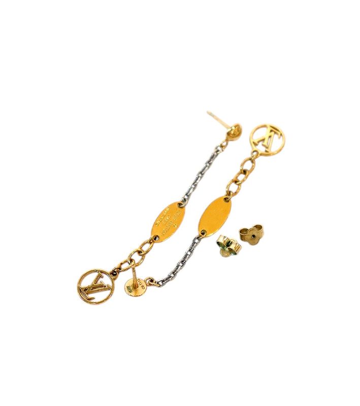 Louis Vuitton Logo Mania Gold Earrings