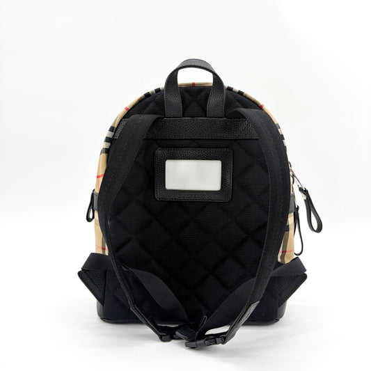 Burberry Vintage Check Leather Medium Backpack Archive Beige Black