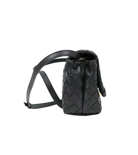 Bottega Veneta Black Mini Intrecciato Crossbody Bag