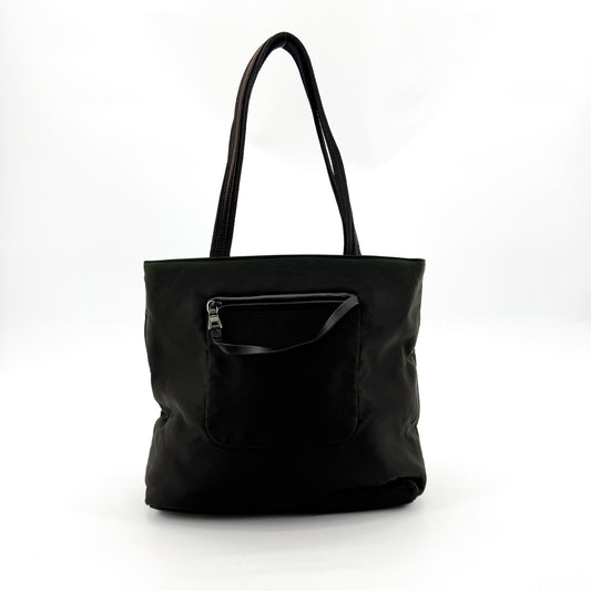 Prada Tessuto Re-Nylon Triangle Logo Tote Bag Deep Green