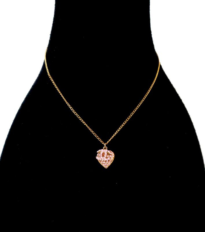 Chanel Pink Cubic Heart Necklace