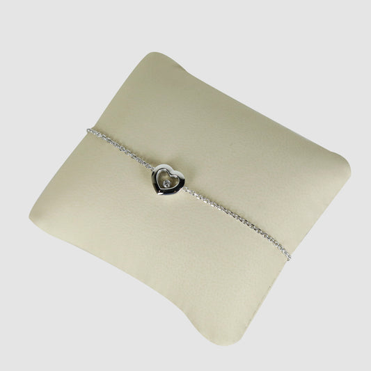 Happy Diamond Heart White Gold Bracelet