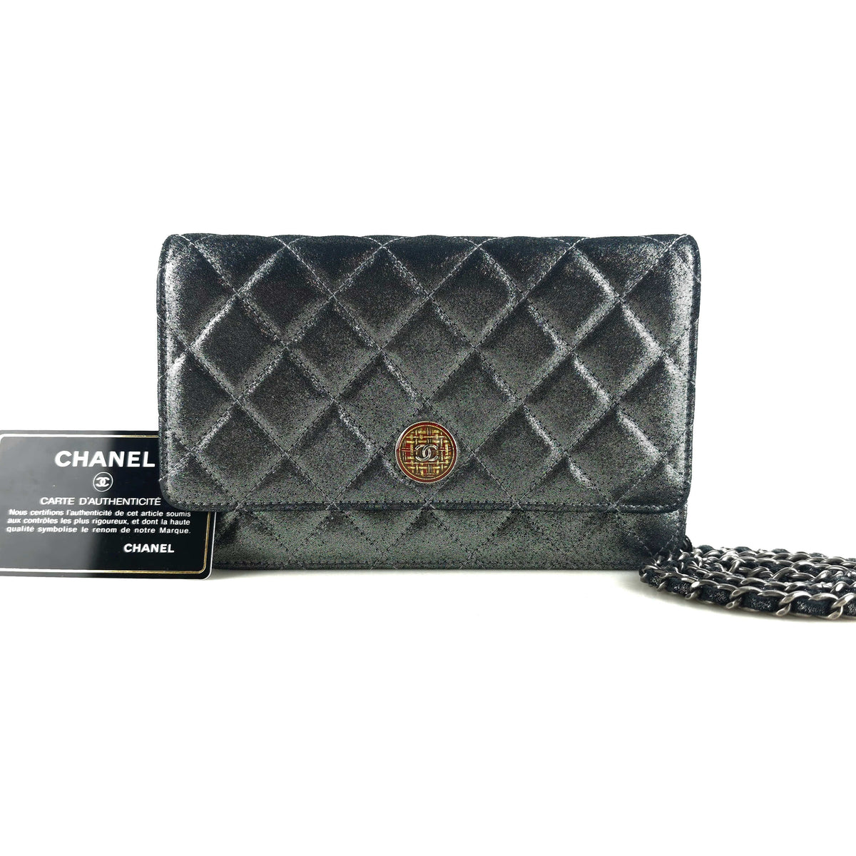 メタルキャンバス チェーンウォレット WOC クロスボディバッグ