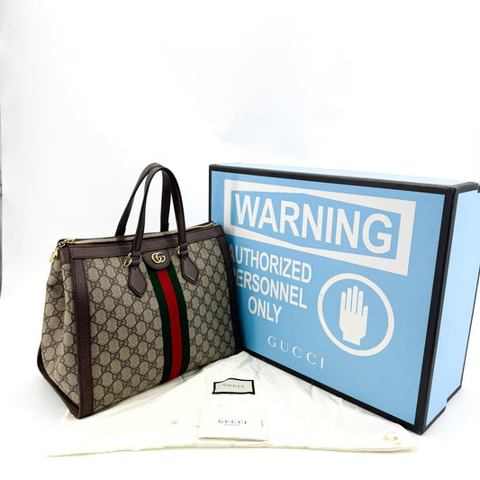 Gucci Ophidia GG Medium Tote Bag Beige Brown