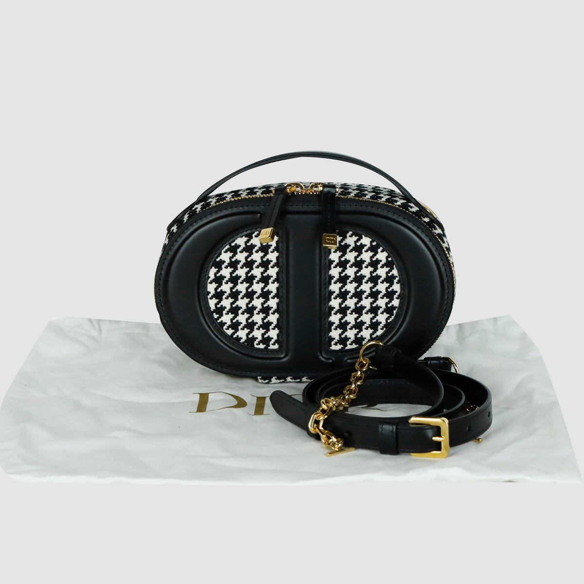 Houndstooth CD Signature Oval Camera Crossbody Bag S2201U