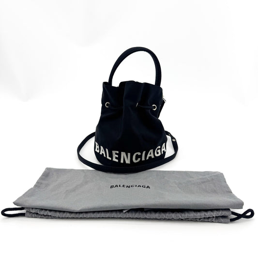 Balenciaga Wheel XS Drawstring Bucket Bag Black