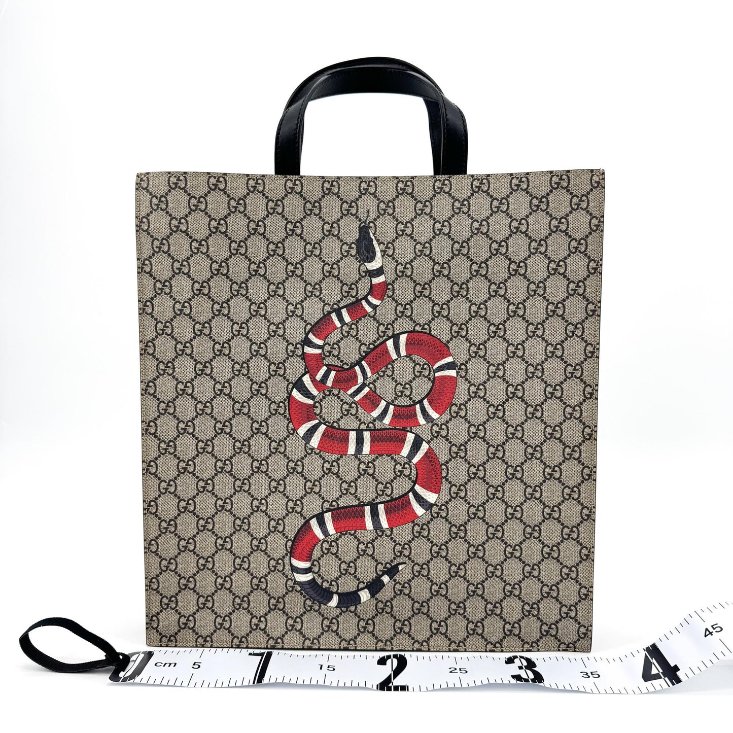 Gucci GG Supreme Kingsnake Print Tote Bag Beige Brown