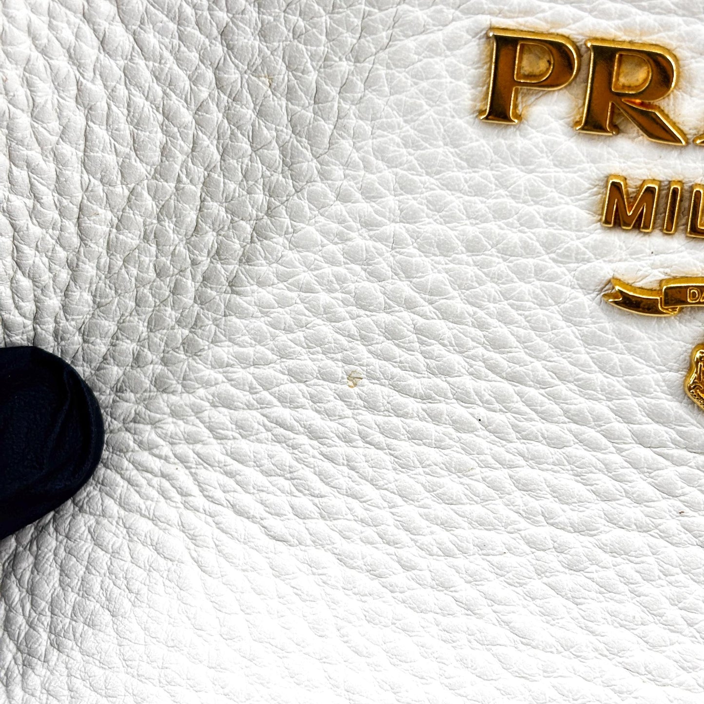 Prada Vitello Phoenix Leather Camera Bag White Gold Hardware
