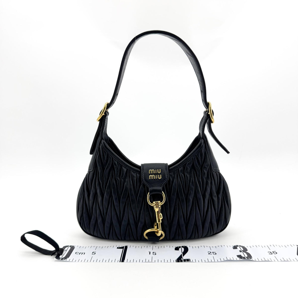 Miu Miu Matelassé Napa Leather Hobo Bag Black