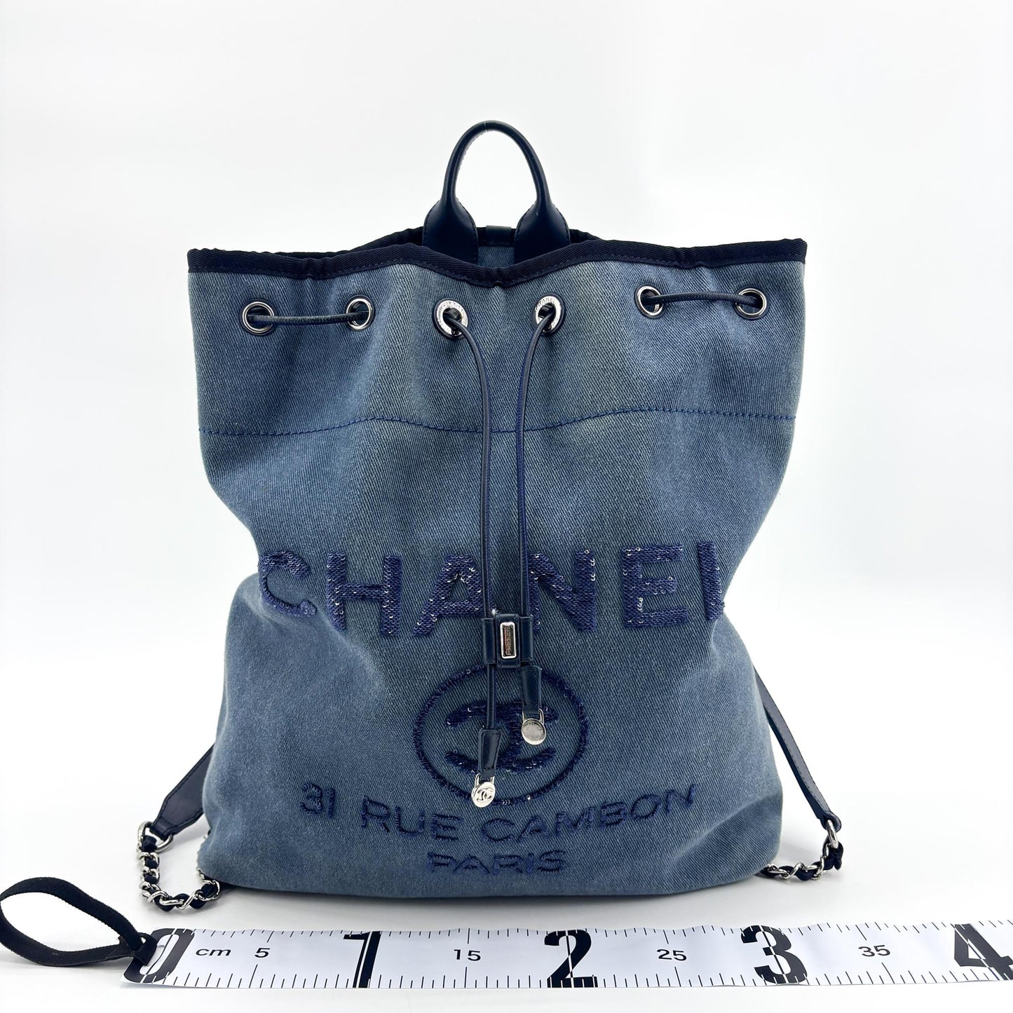 Chanel Deauville Blue Denim Square Backpack