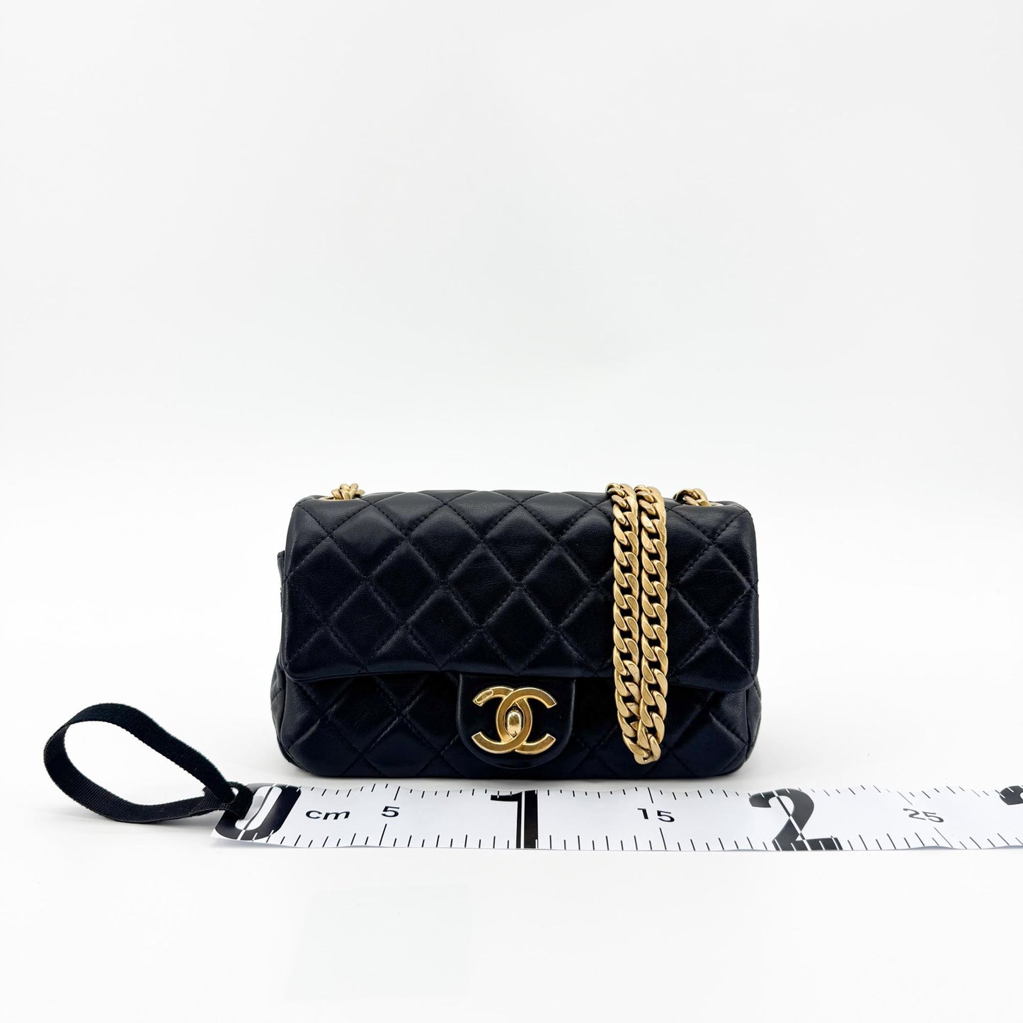 Chanel Lambskin Chunky Chain Mini Flap Bag Black Gold Hardware