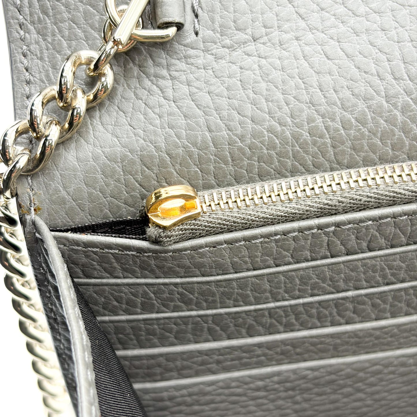 Gucci Interlocking G Chain Shoulder Bag Dark Gray