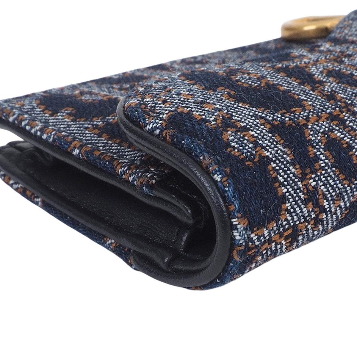 Dior S5611 Denim Oblique Saddle Card Holder