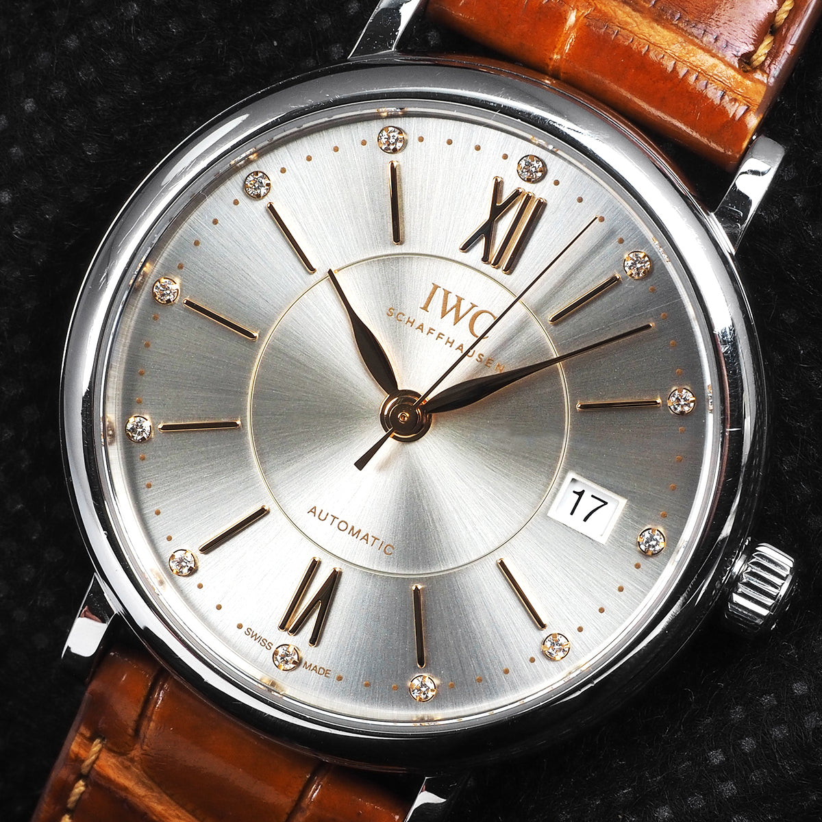 IWC IW458101 Porfino Diamond Automatic Leather Band Watch