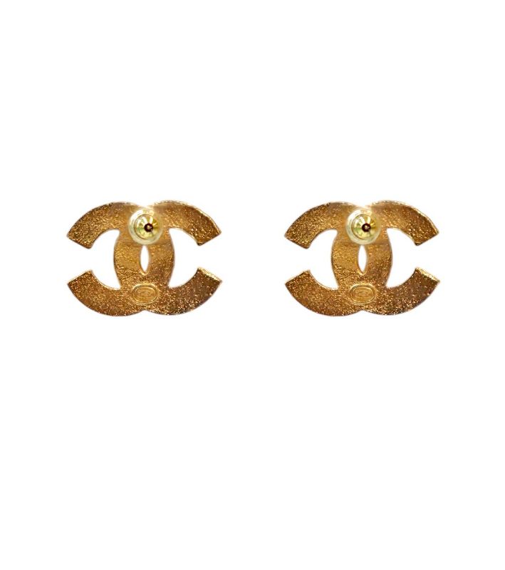 Chanel Black Enamel Gold CC Earrings