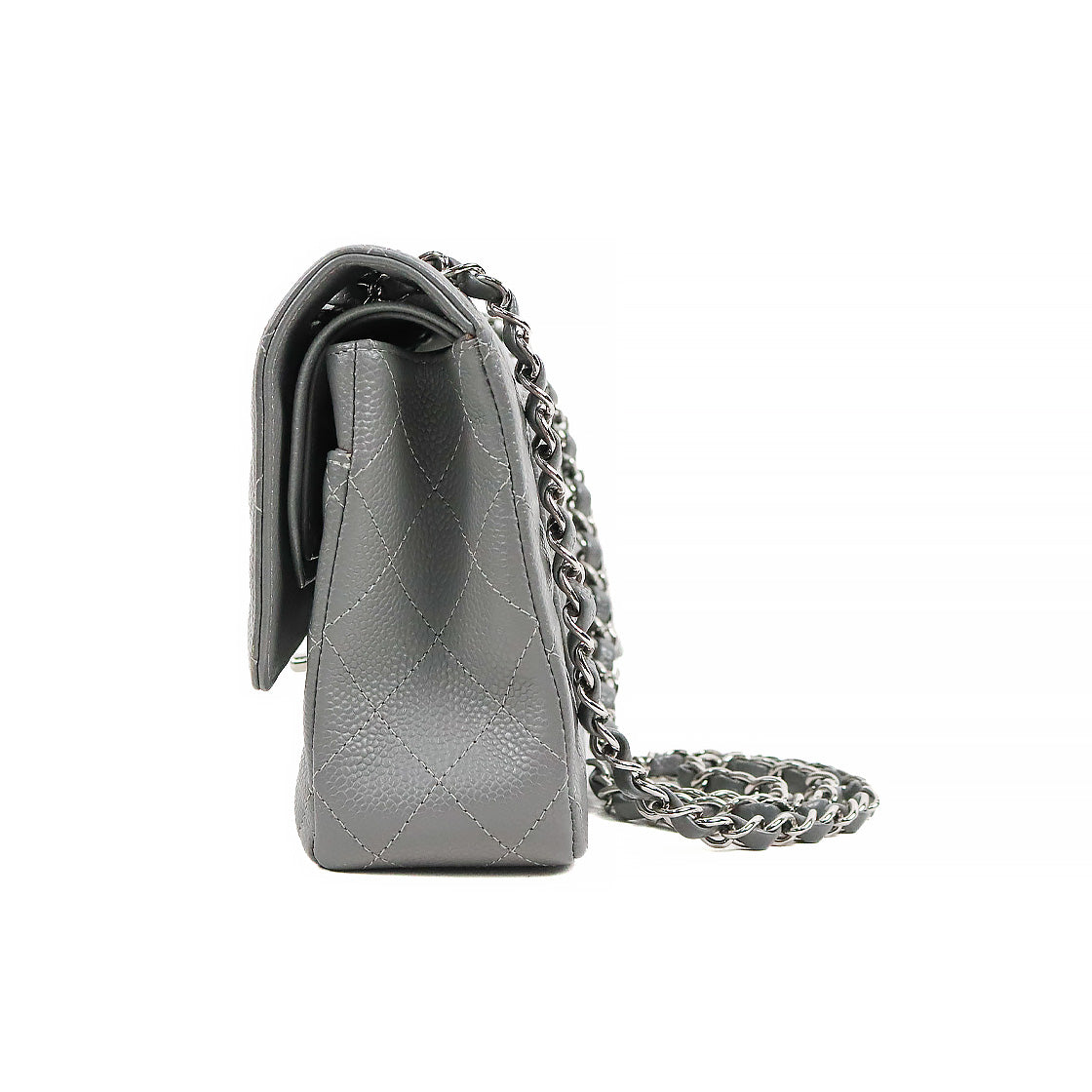 Chanel Gray Medium Caviar Classic Bag with Double Flap