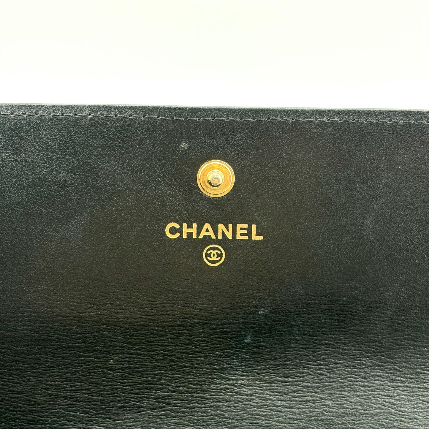 Chanel Boy Quilted Flap Long Wallet Black Gold Hardware