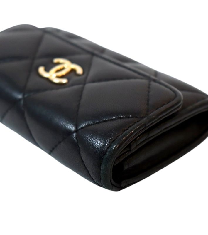Chanel Black Gold-Toned Card Wallet