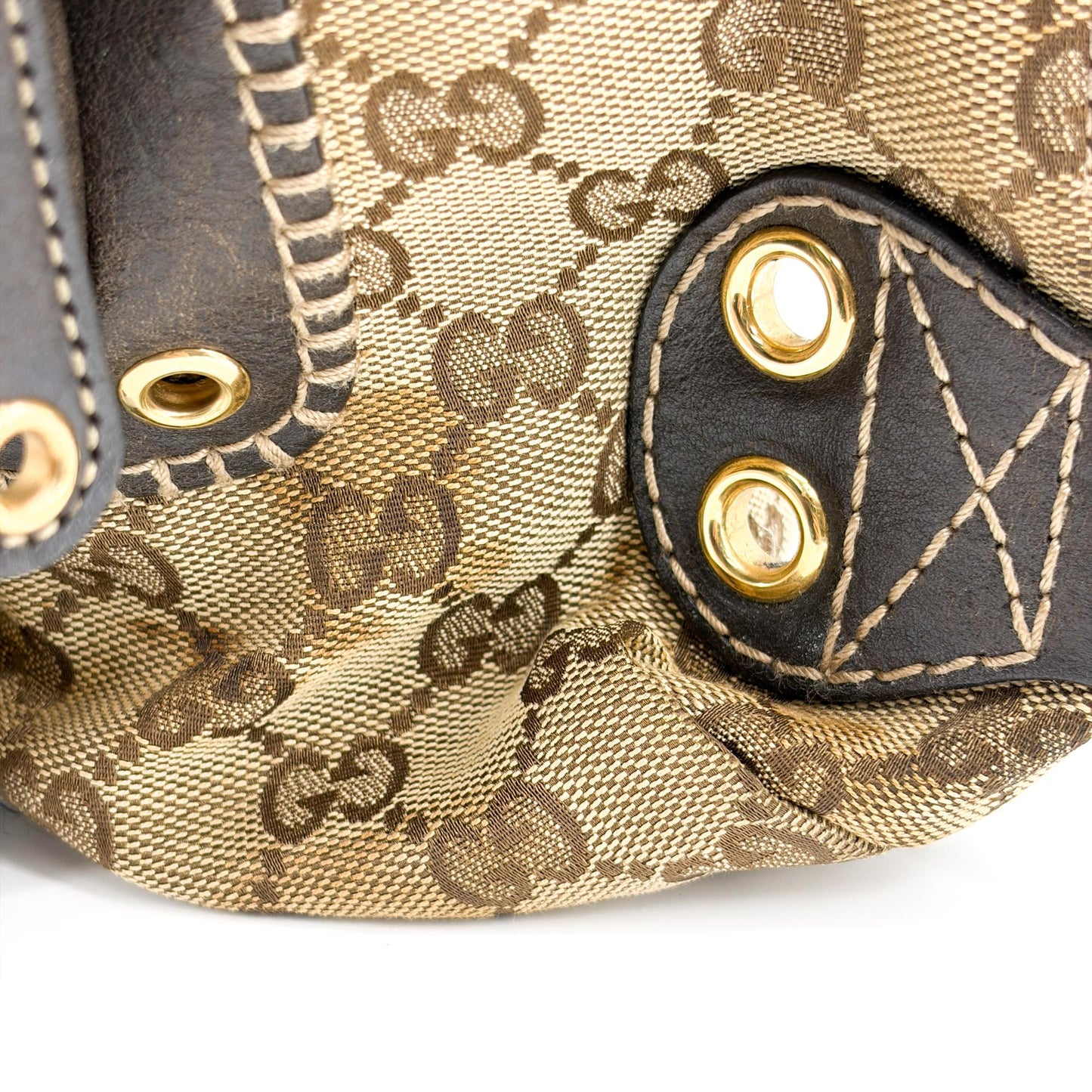 Gucci GG Canvas Dark Brown Leather Multi-Pocket Backpack