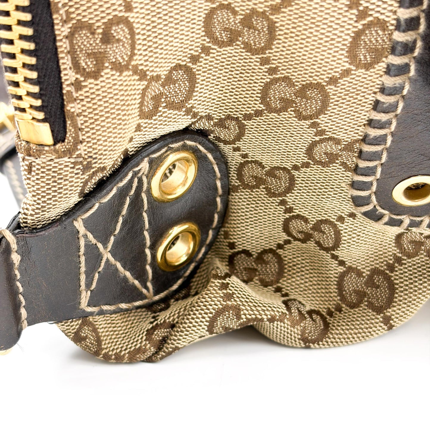 Gucci GG Canvas Dark Brown Leather Multi-Pocket Backpack