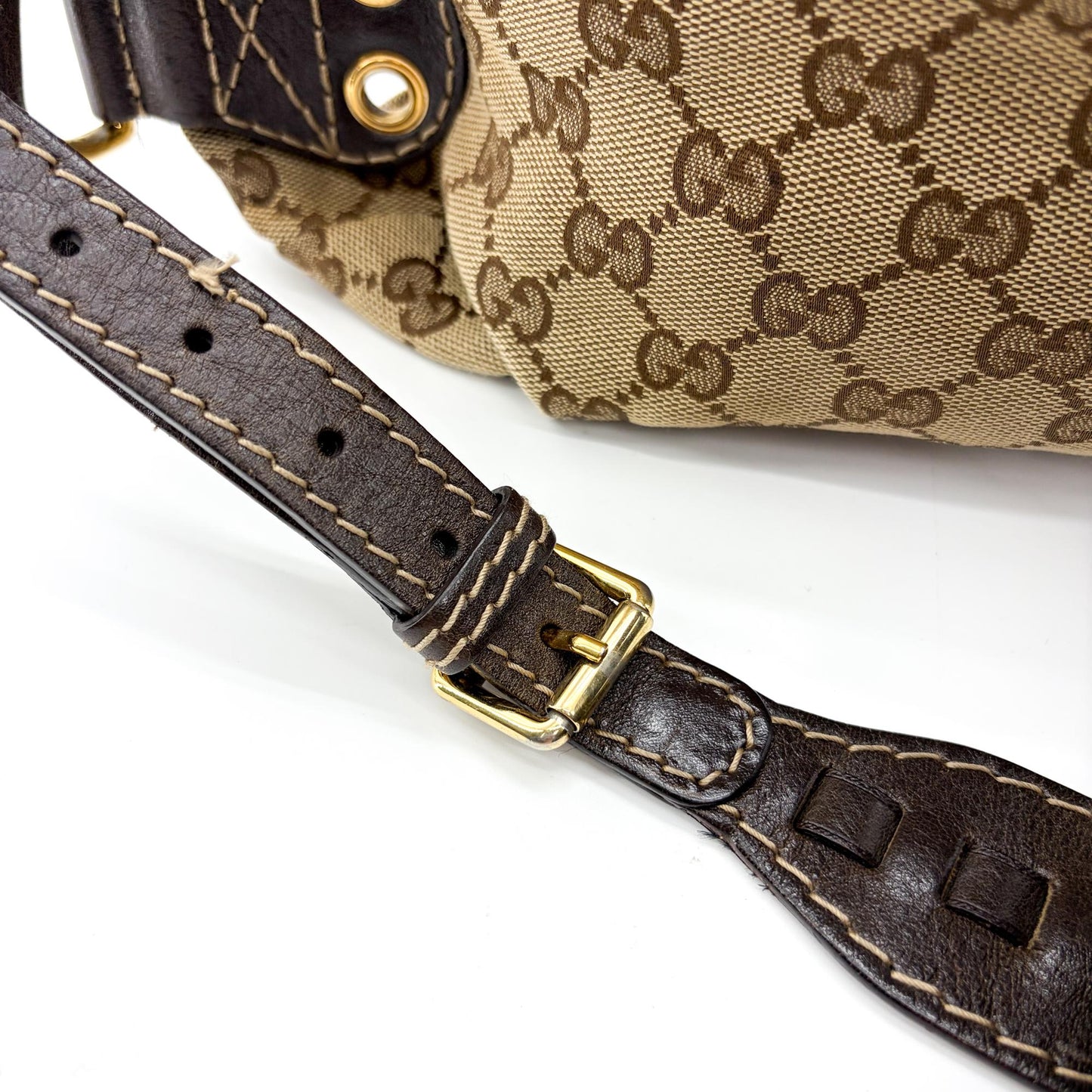 Gucci GG Canvas Dark Brown Leather Multi-Pocket Backpack