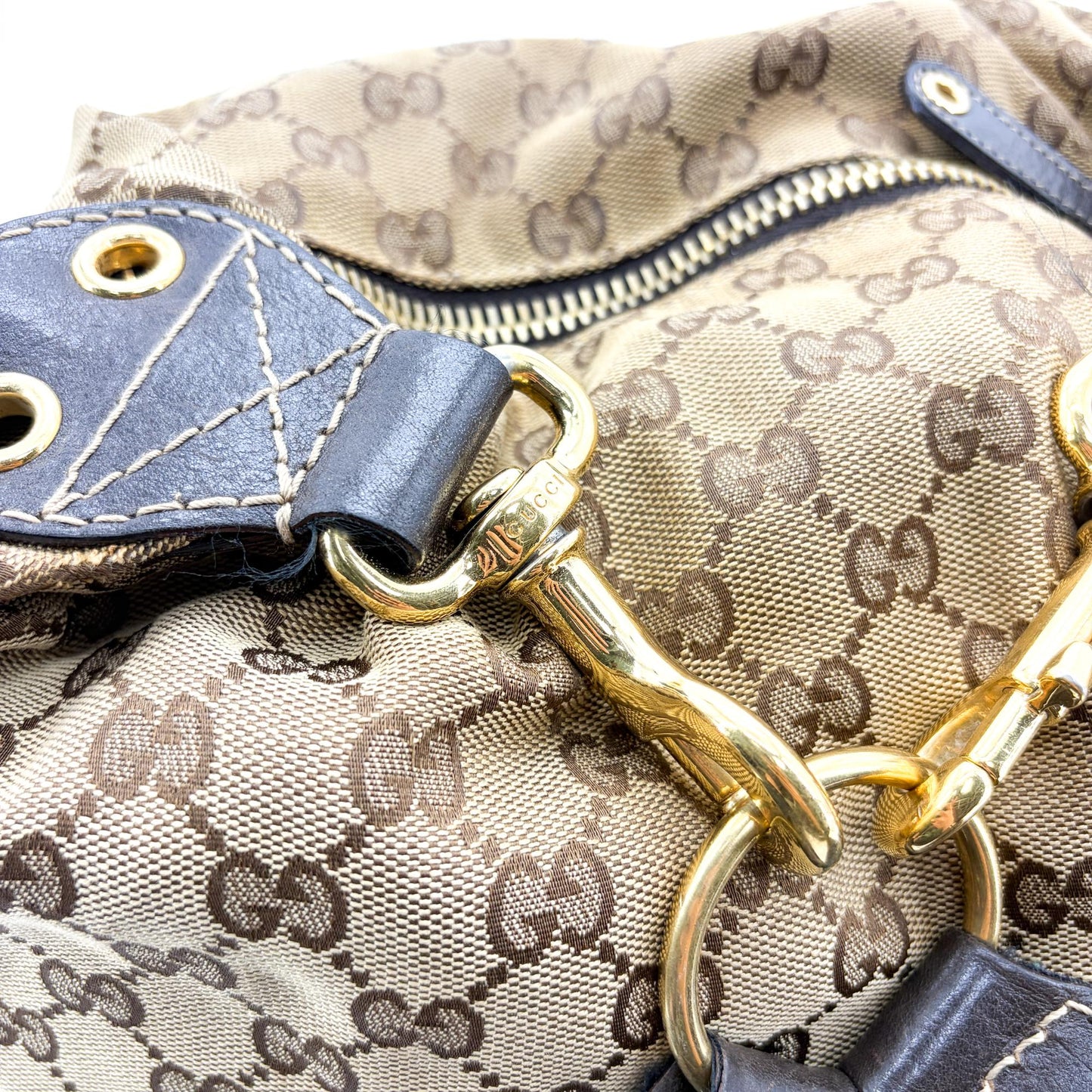 Gucci GG Canvas Dark Brown Leather Multi-Pocket Backpack
