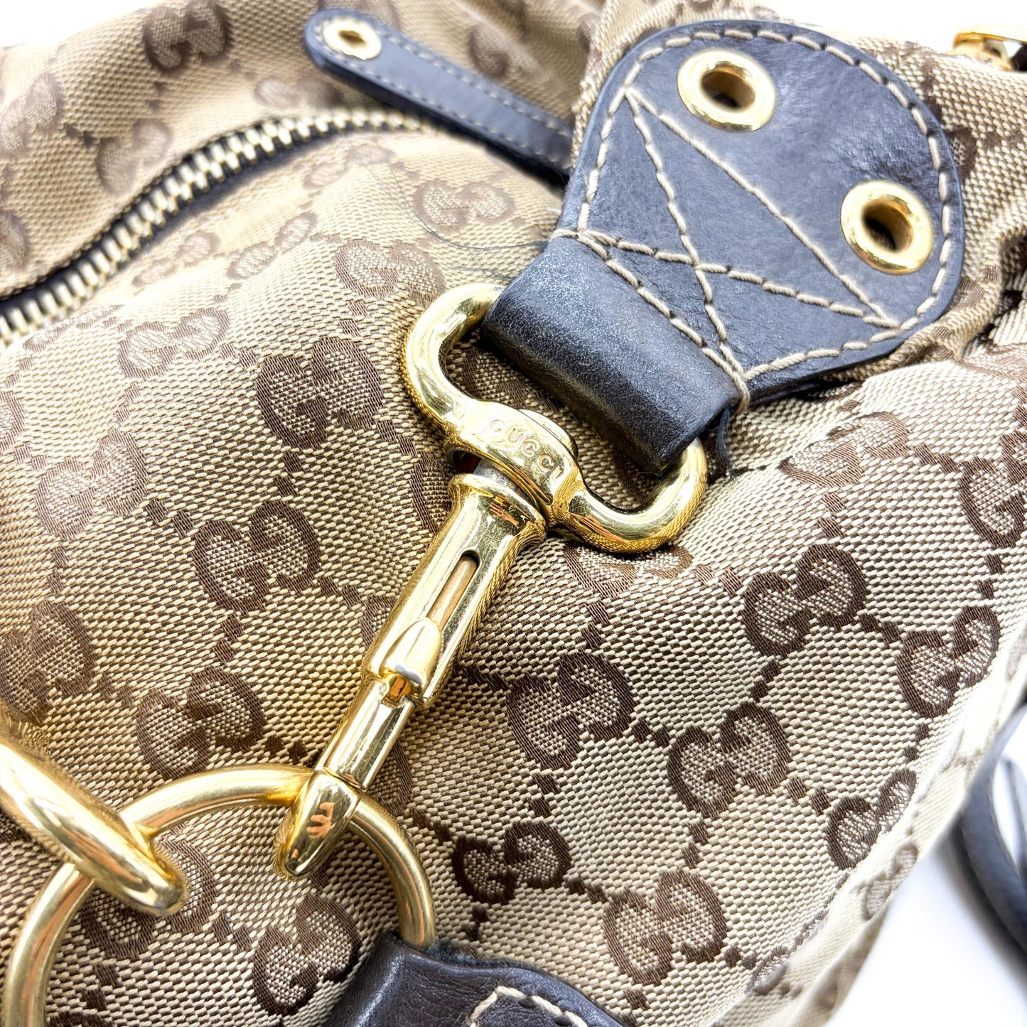 Gucci GG Canvas Dark Brown Leather Multi-Pocket Backpack
